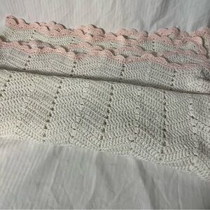 Crochet Baby white Blanket with Pink Trim